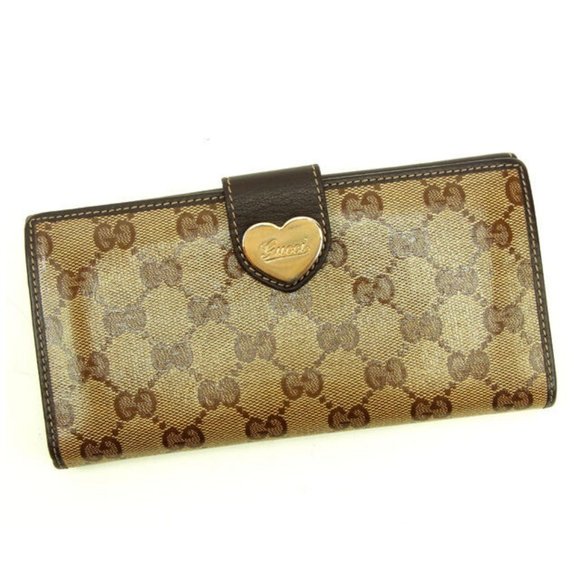 Gucci Wallet Purse Long Wallet G logos Brown Beige Woman Authentic Used Y5241 - Picture 1 of 6